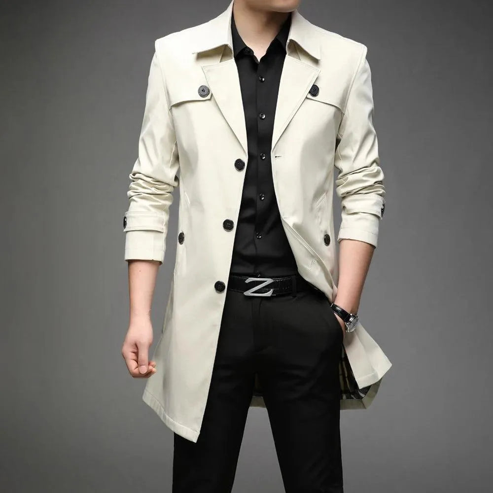 Comfy Pants Slim Fit Single-Breasted Men Trench Coat