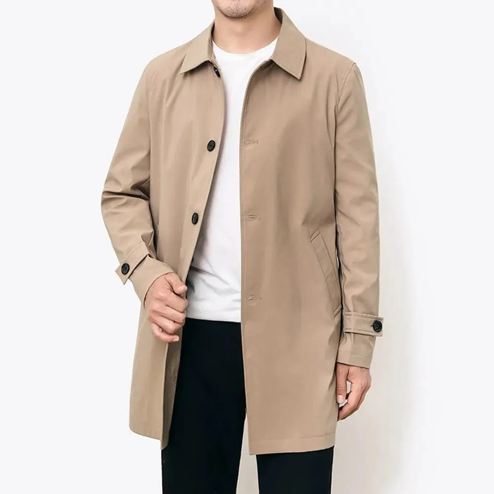 Relaxed Chic Classic Single-Breasted Men Trench Coat