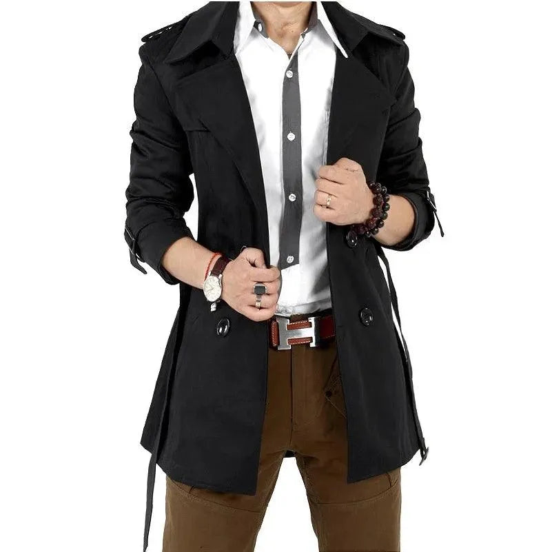 Effortless Dressing Slim Fit Double-Breasted Men's Trench Coat