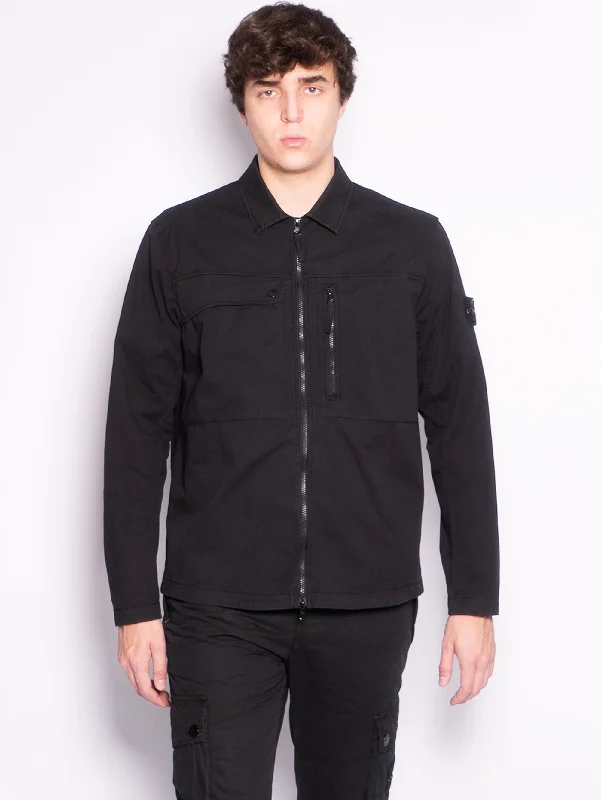 Spiritual Vitality Overshirt in Twill di Cotone Supima Nero