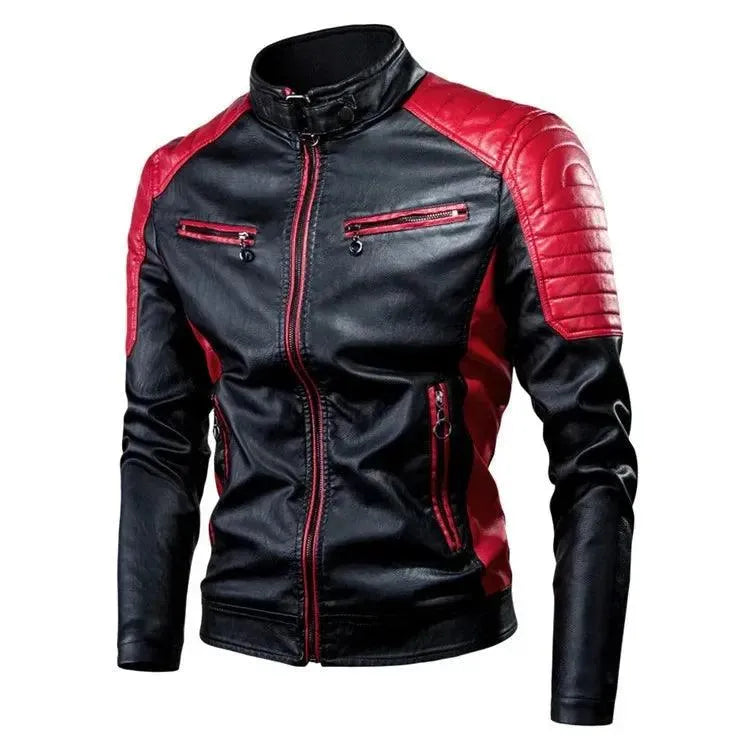 Soft Knitwear Stylish Slim-Fit Men Leather Biker Jacket