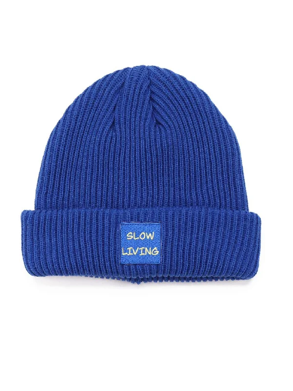 Urban Design Sense Cappello a Coste con Patch Slow Living Blu
