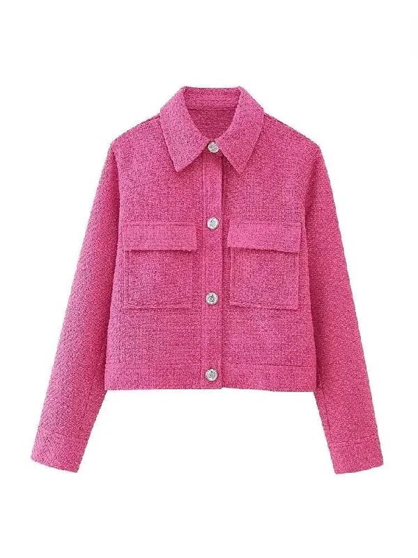 Weekend Comfort Wear Vintage Women Cropped Tweed Jacket