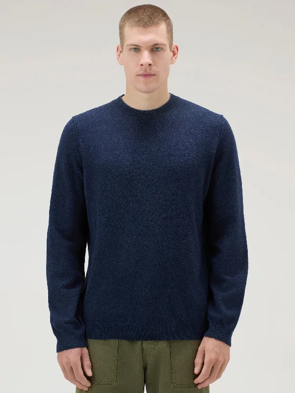 Basic Comfort Maglia Girocollo in Lana Merinos Blu