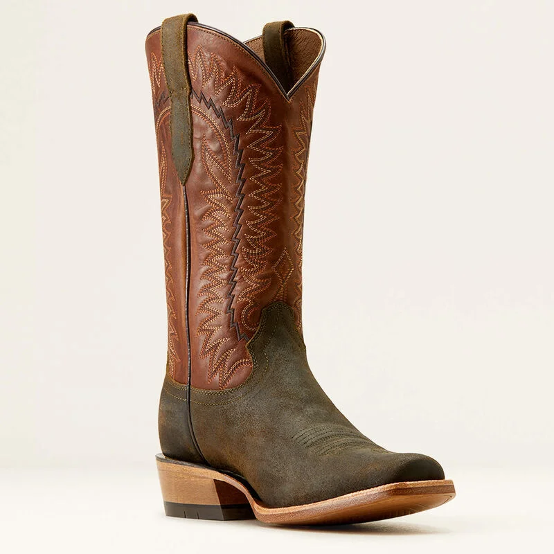 Casual Chic Looks Ariat Men's Futurity Time Western Boot in Olive Roughout/ Copper Crunch