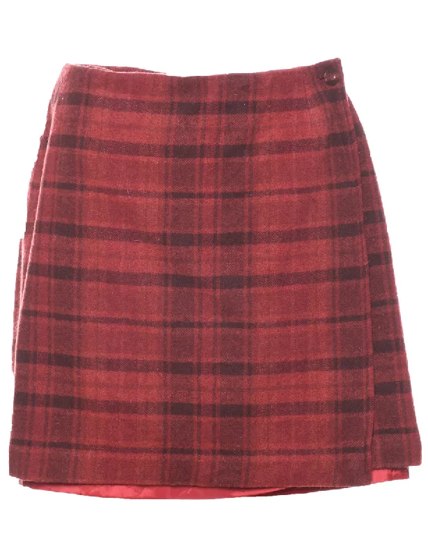 Free Design Checked Pencil Skirt - L