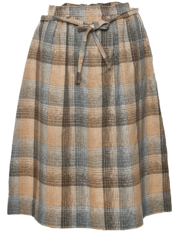 Cozy Look Checked Pencil Skirt - S