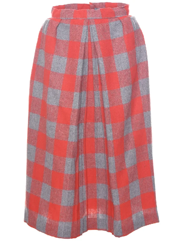 Weekend Style Checked Pencil Skirt - S