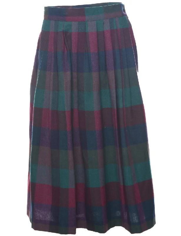 Relaxed Wear Checked Pleated Skirt - M