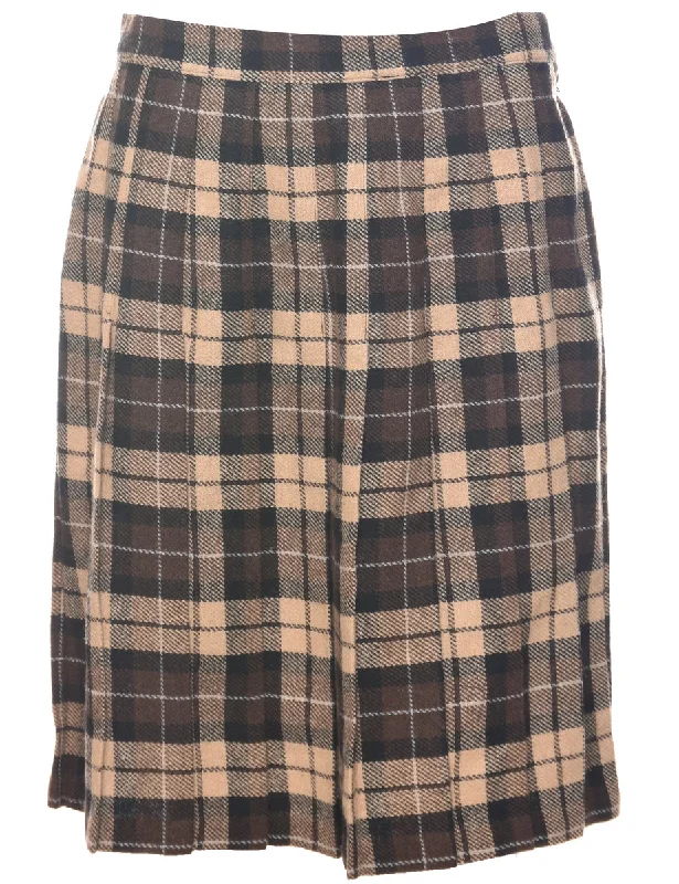 Fresh Comfort Checked Pleated Skirt - M