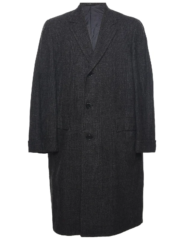 Cozy Shirts Checked Wool Coat - L