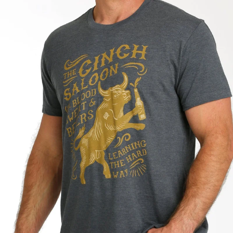 Nightclub Style Cinch Men's Saloon Graphic T-Shirt in Charcoal