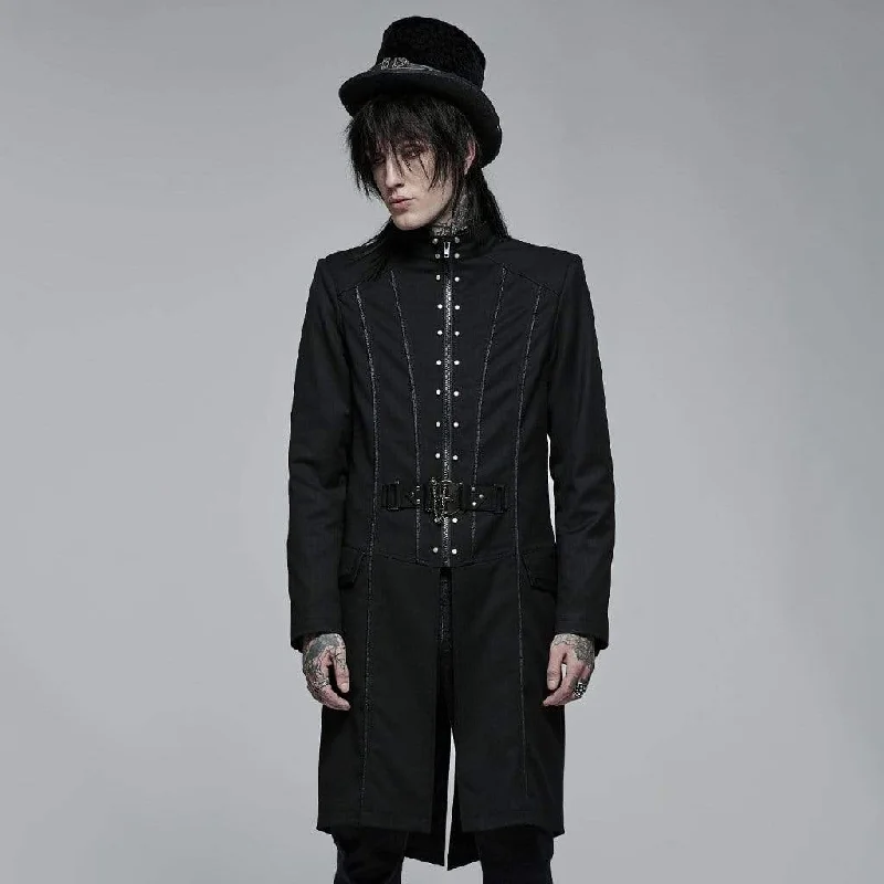 Trendy Comfort Wear Men's Gothic Stand Collar Skeleton Embroidered Coat
